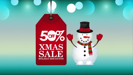 animación de venta de felices navidades con la mitad del precio