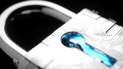 a futuristic digital lock featuring intricate circuit patterns and a striking blue keyhole, symbolizing advanced security and technology concepts
