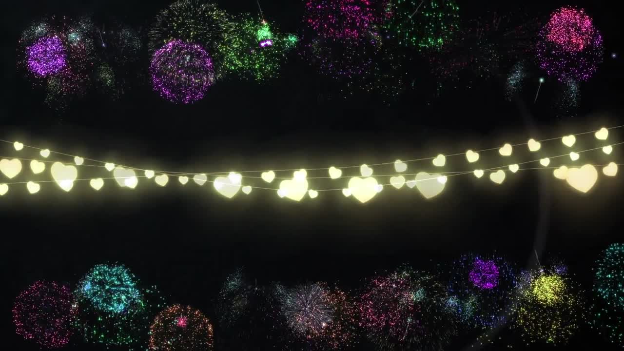 불꽃놀이와 함께 불꽃놀이의 빛나는 줄