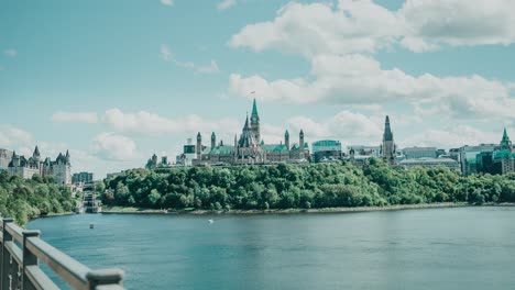 parliament hill time lapse from the alexandria bridge overlooking the ottawa river from the province of quebec