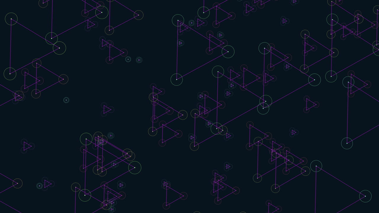 보라색과 초록색 선 패턴으로 대칭적으로  ⁇ 쳐진 삼각형