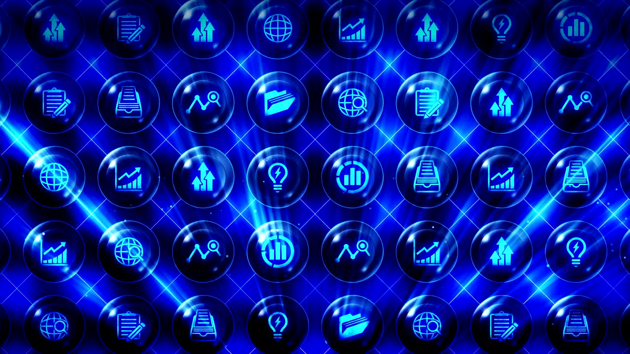 Set of Business Icons, Global Business Background, CG Loop Animation,