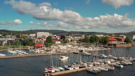 sailboats in harbour of kristiansand in norway