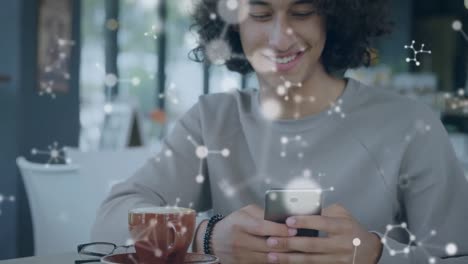 animation of molecules over man using smartphone