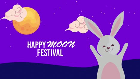 feliz festival de la luna letras con conejo