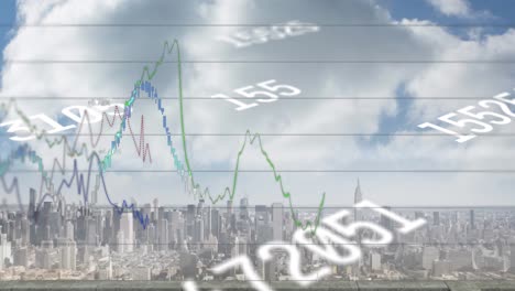 animación del procesamiento de datos sobre el paisaje urbano