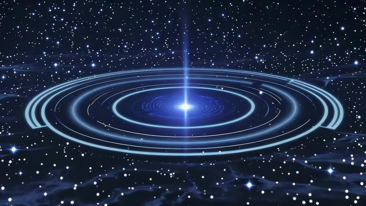 Abstract Cosmic Energy Field with Glowing Concentric Circles