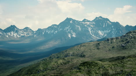 panoramic view of idyllic mountain scenery in the alps