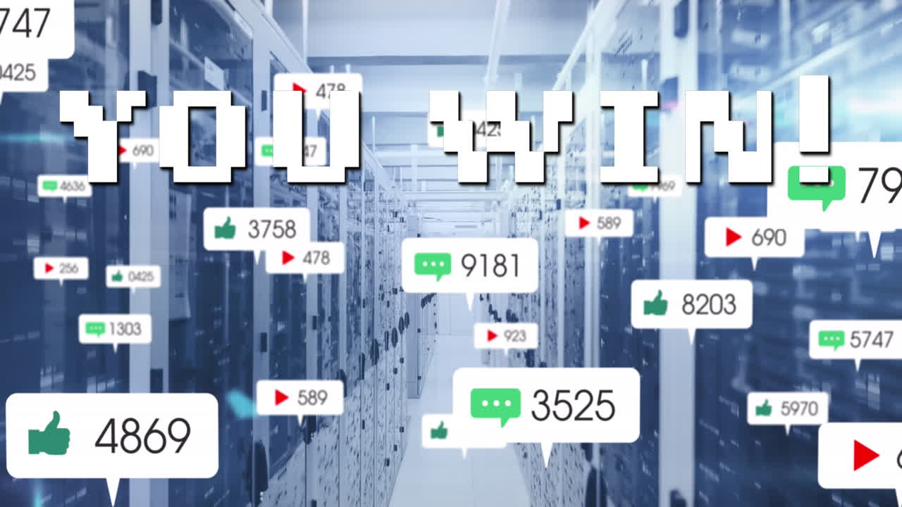 당신이 승리 텍스트와 숫자가 서버  ⁇ 에서 성장하는 애니메이션