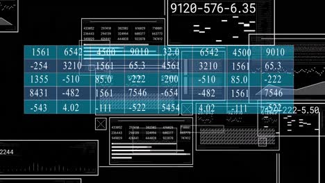 Animation-of-interface-with-data-processing-against-black-background