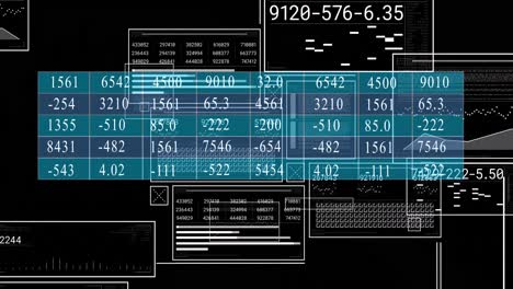 animation of interface with data processing against black background