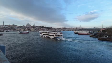 beautiful view of istanbul from the galata bridge