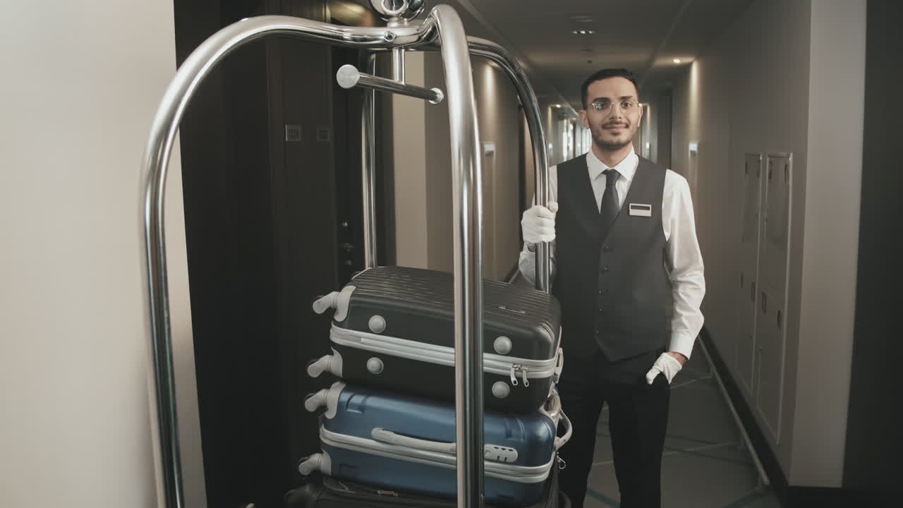 Portrait of Porter in Hotel Corridor