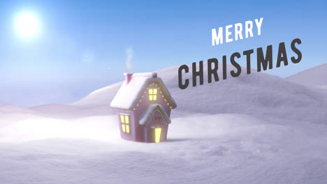 Animation-of-merry-christmas-text-over-winter-landscape