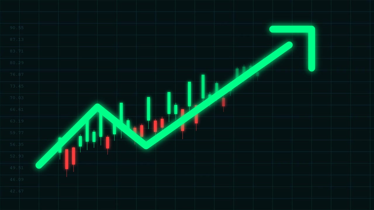 Animated Financial Stock Market Chart Showing Upward Growth