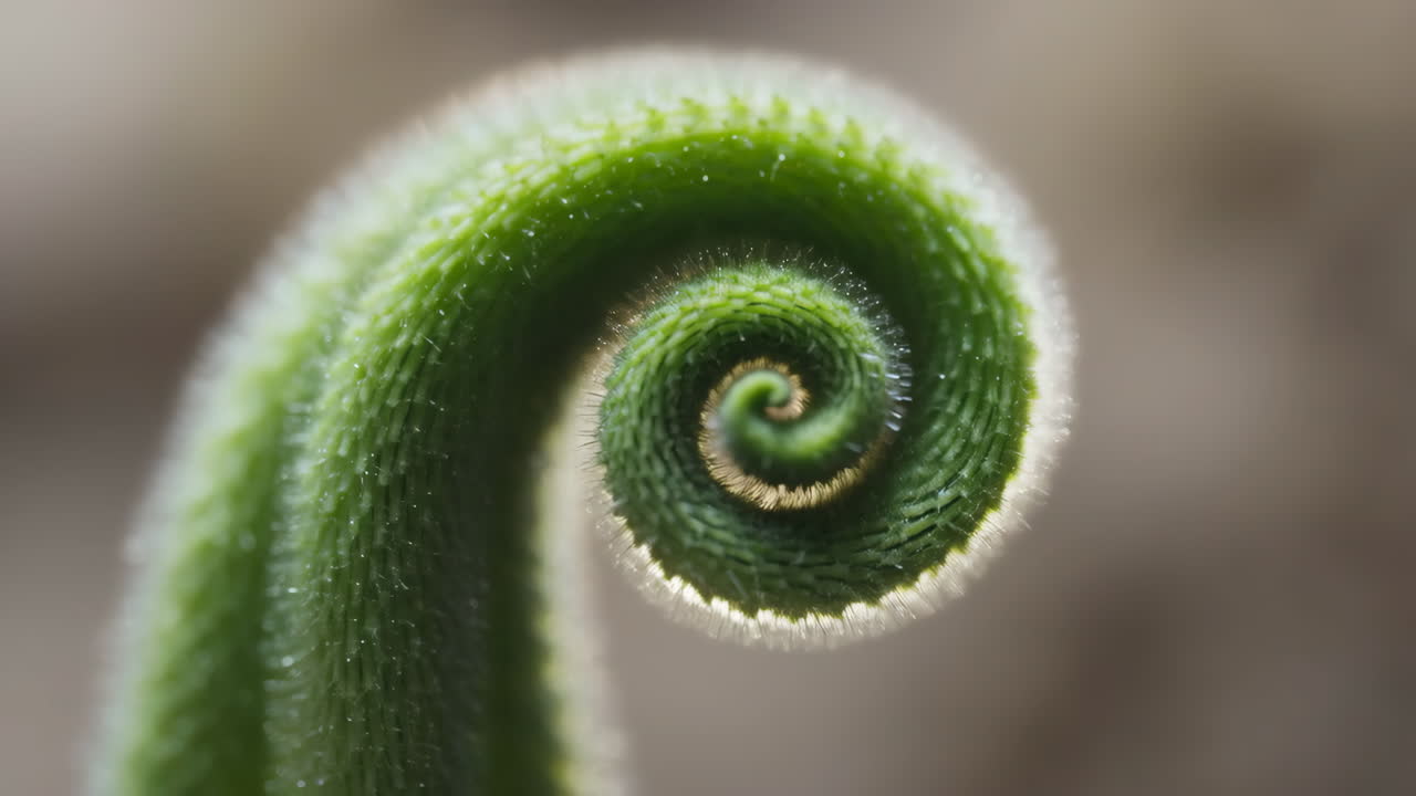 Close-up of a Green Spiraling Fern Fiddlehead