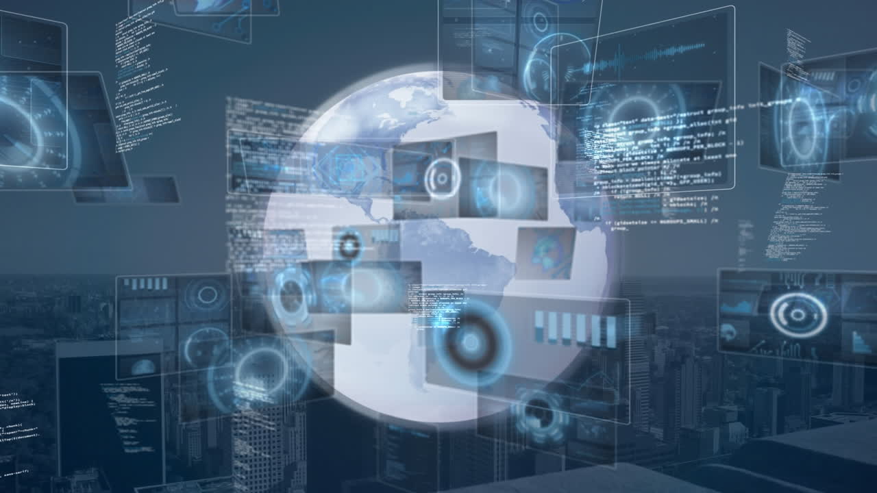 composición del procesamiento de datos y escaneado de ámbitos en pantalla en todo el mundo