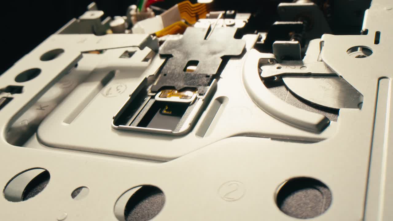 Floppy disc FDD close up, Using diskette for old PC computer macro. Archive programme or Music recorder, playing retro computer games. Vintage device for office, obsolete technology. . High quality 4k footage