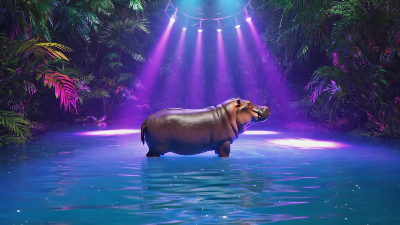 Hippo in a tropical jungle
