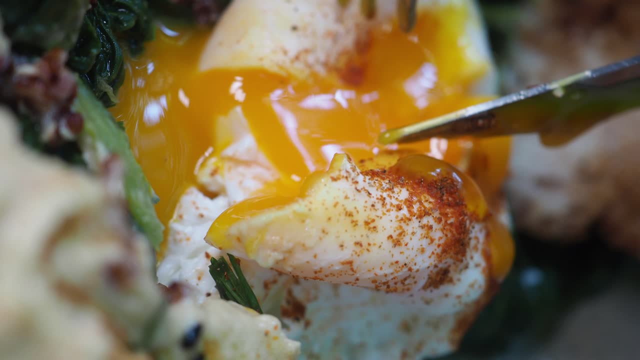 Close-up of a poached egg