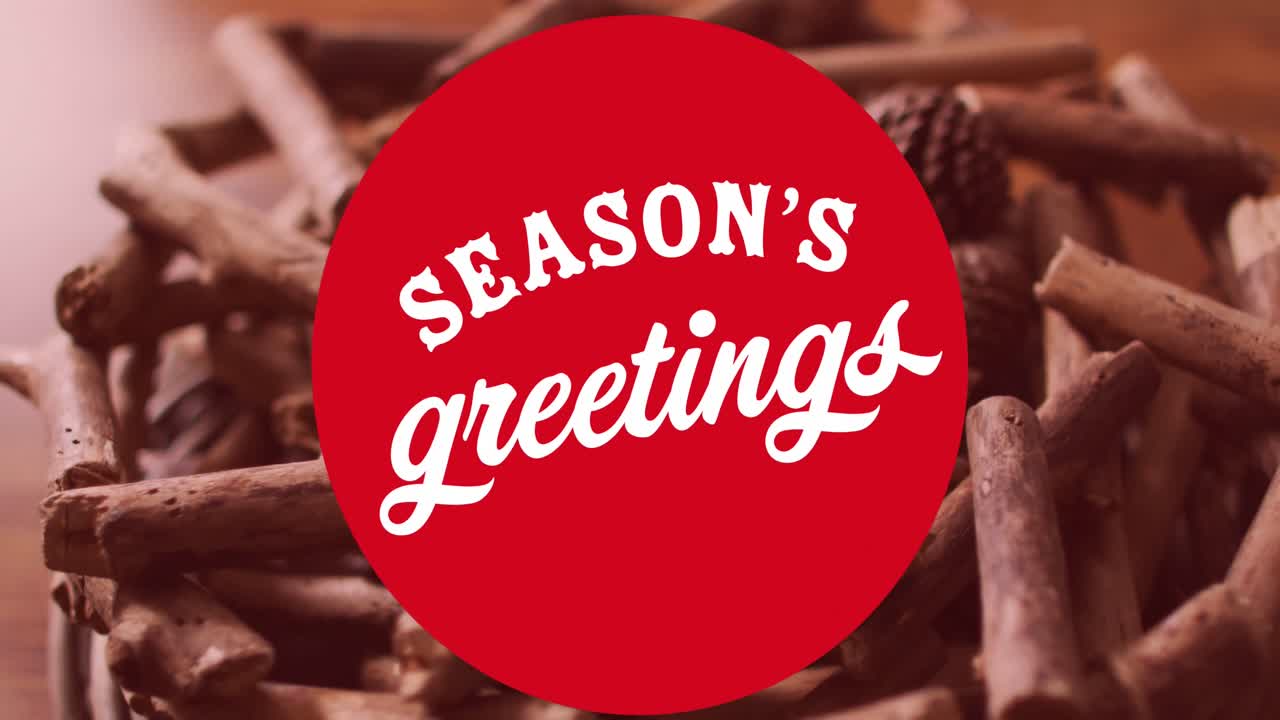 크리스마스 축하 문자의 애니메이션 크리스마스 장식 위에 텍스트