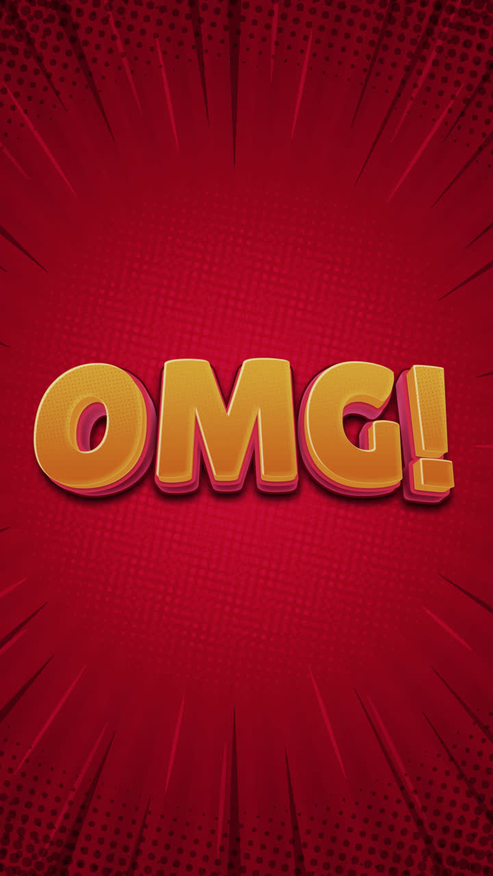 OMG! Testo esclamativo in stile fumetto su sfondo rosso