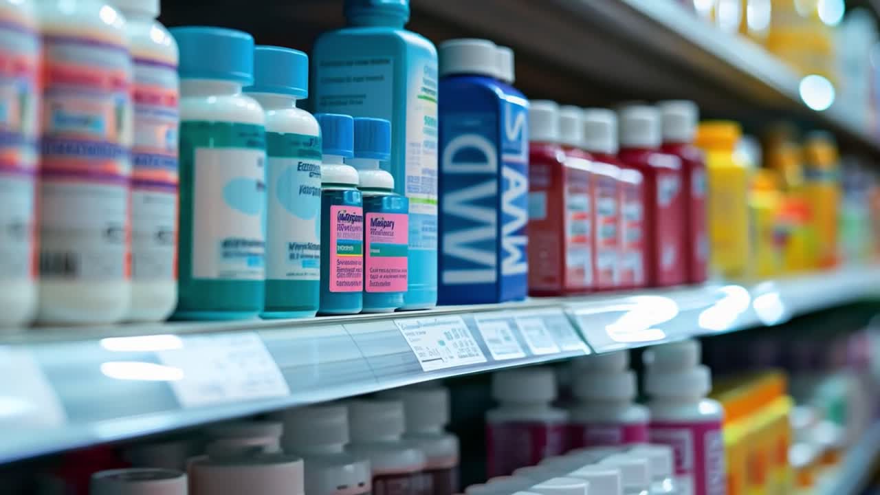 Shelves of Medicine in a Pharmacy