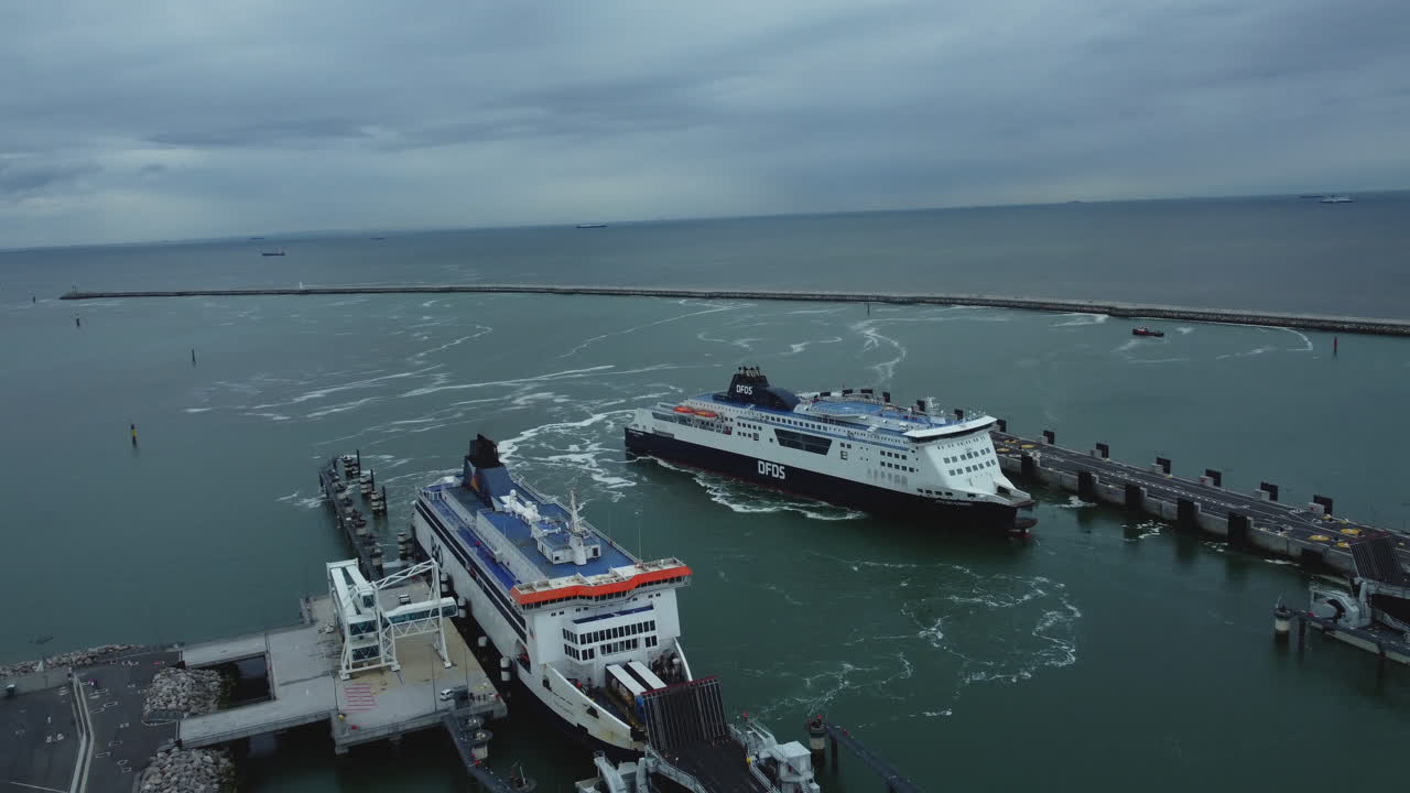 Ferry in a Port on a Cloudy Day