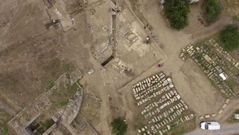 roman monumental area archaeological site overlooks montpellier garrigue aerial