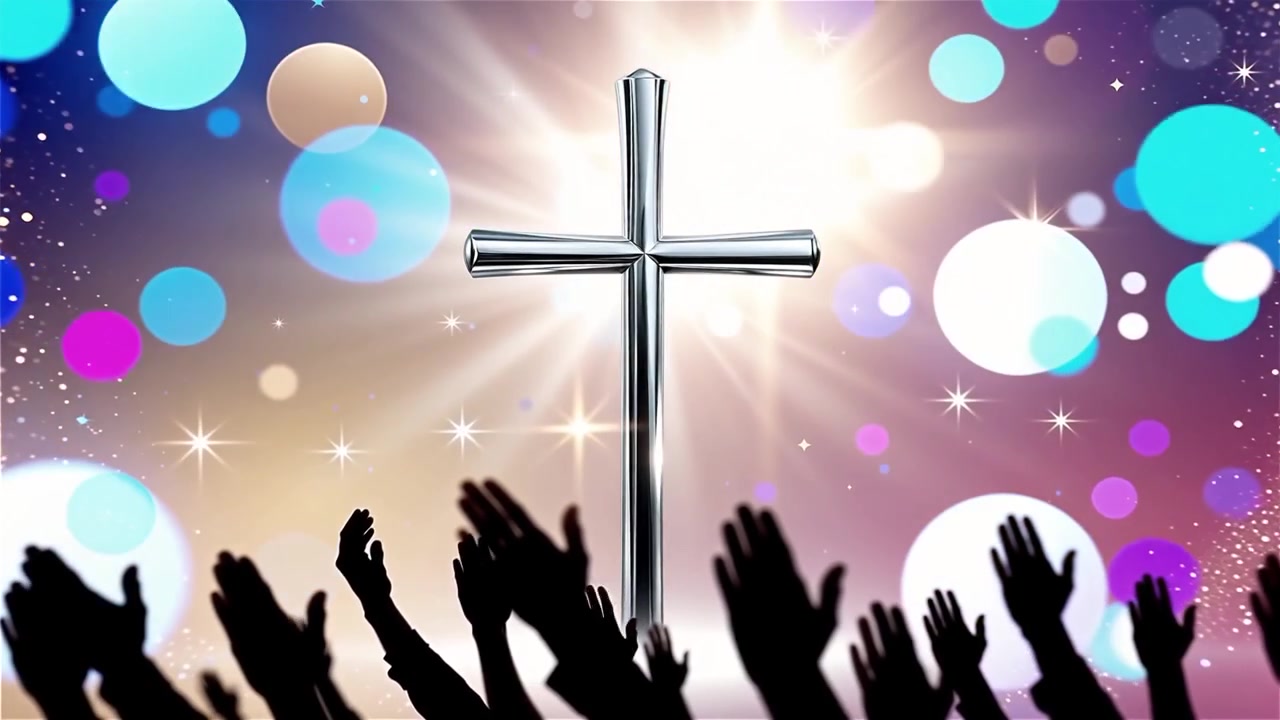 Cruz Cristiana con Luz Celestial, Fondo para Adoración.