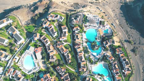 aerial view of a luxury hotel along the coast hotel princess fuerteventura, canary islands, spain