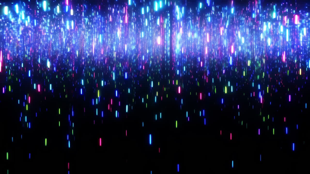 Strisce di luce vivaci e cadenti su sfondo scuro