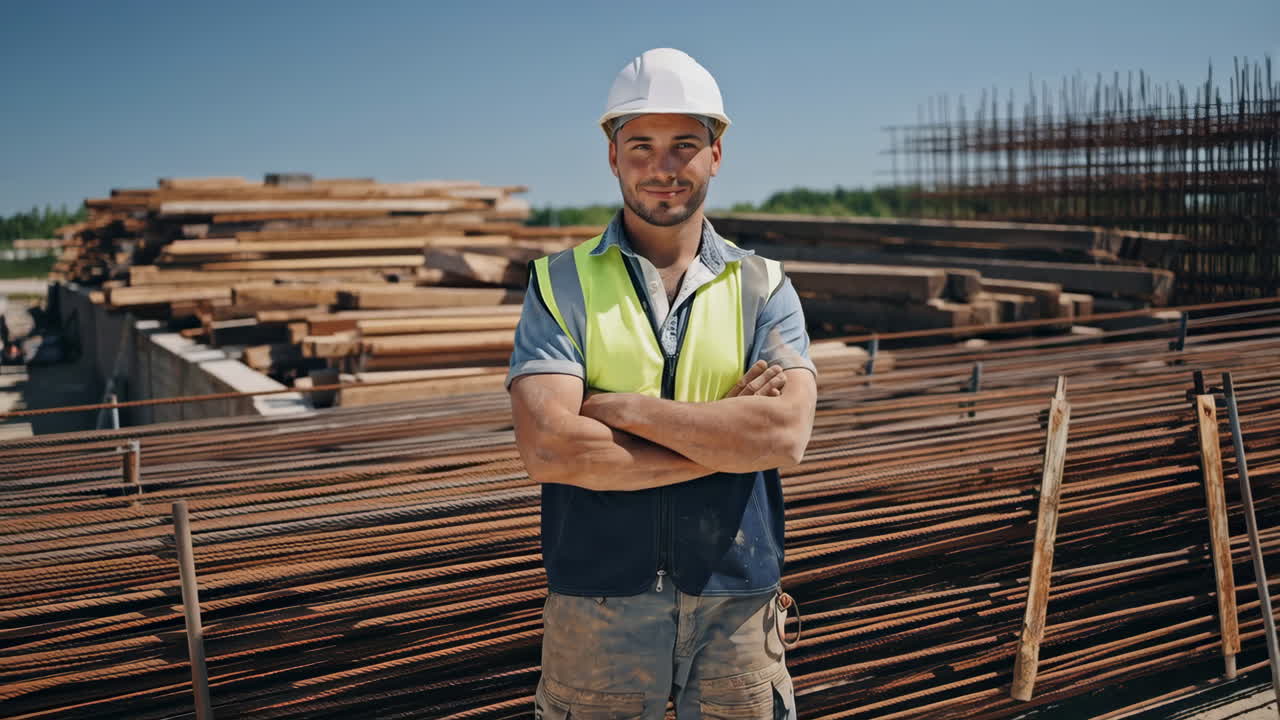 trabajador de la construcción en un sitio de trabajo