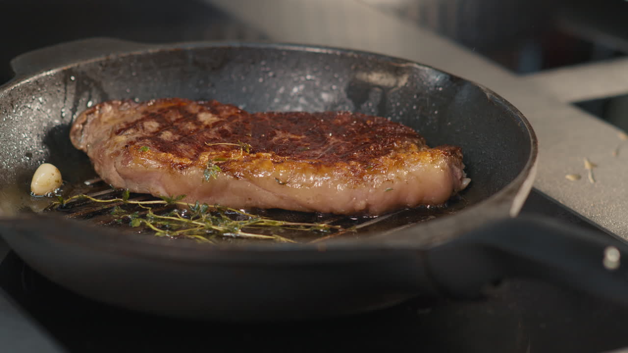 Delicious Beefsteak In Grilled Pan