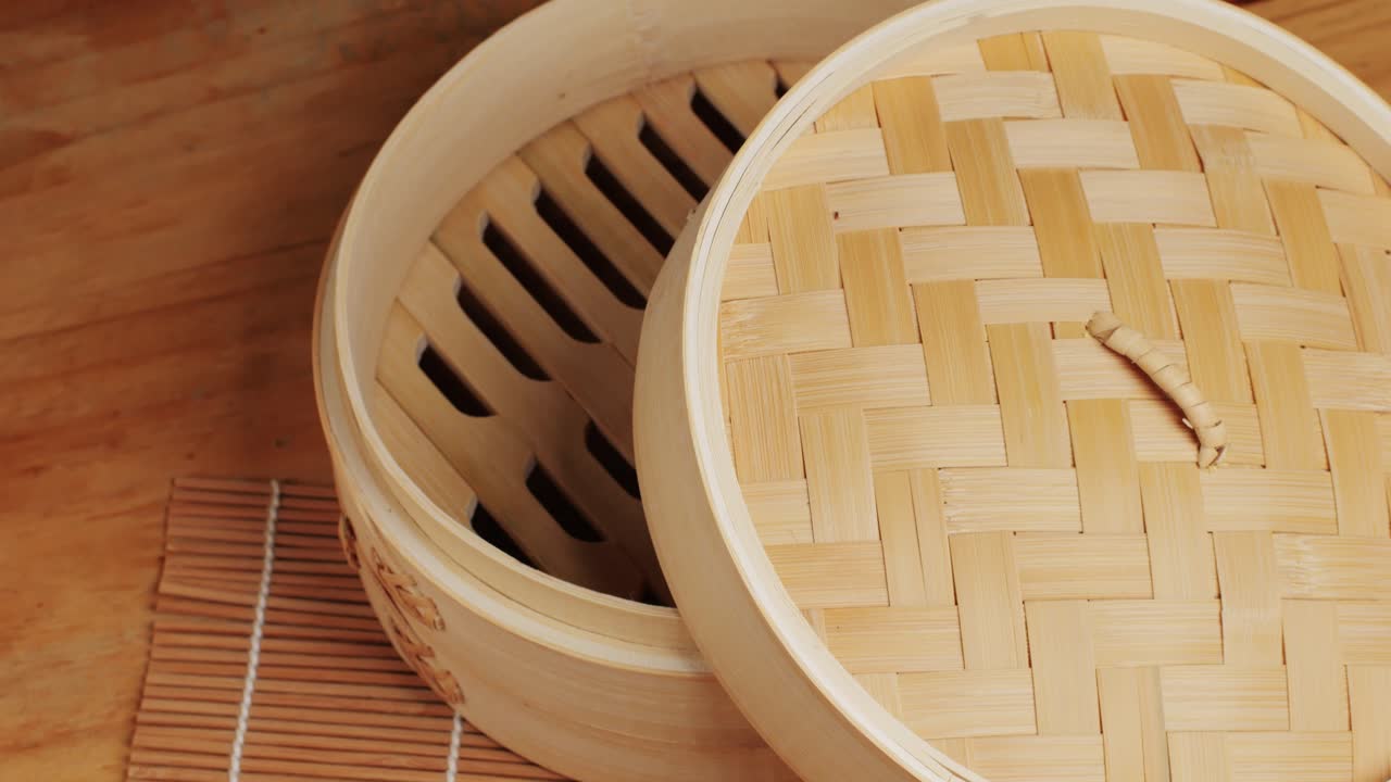 Various of frozen dim sum close-up macro. Food to take away. Chinese dessert food. Dimsum with shrimps, fish and meat. Dish in a cafe. Delivery