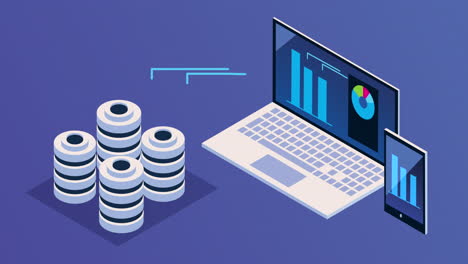 isometric laptop computer tech animation