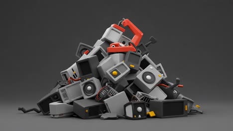 a pile of old electronics: a burgeoning collection of outdated televisions and devices awaiting disposal in a modern world of technology transformation