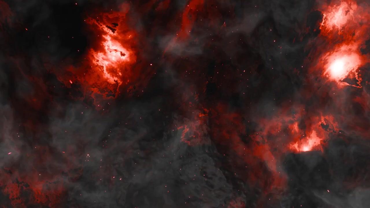 Abstrakter feuriger kosmischer Hintergrund mit Rauch und glühenden Funken