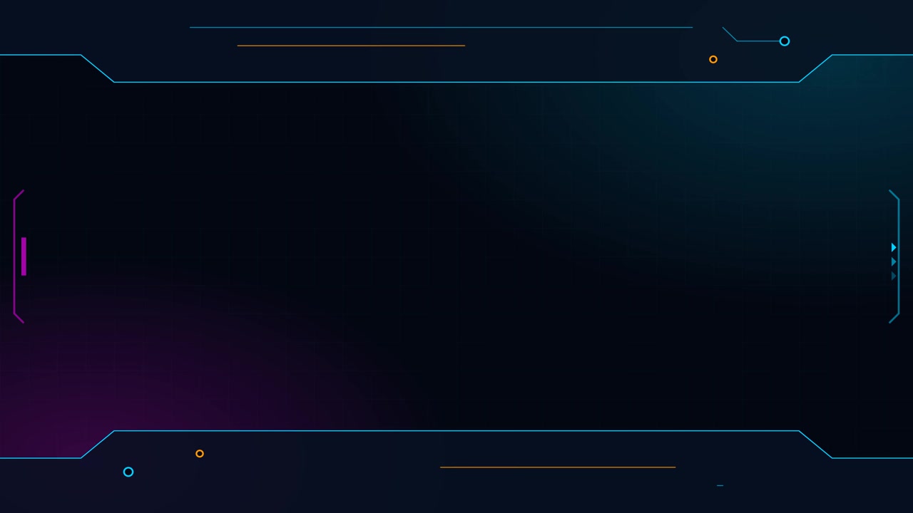 Futuristic Digital HUD Interface Frame with Glowing Neon Elements