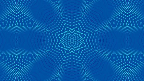 kaleidoscopic shapes moving hypnotically on blue background