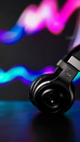 headphones and vibrant colorful lights