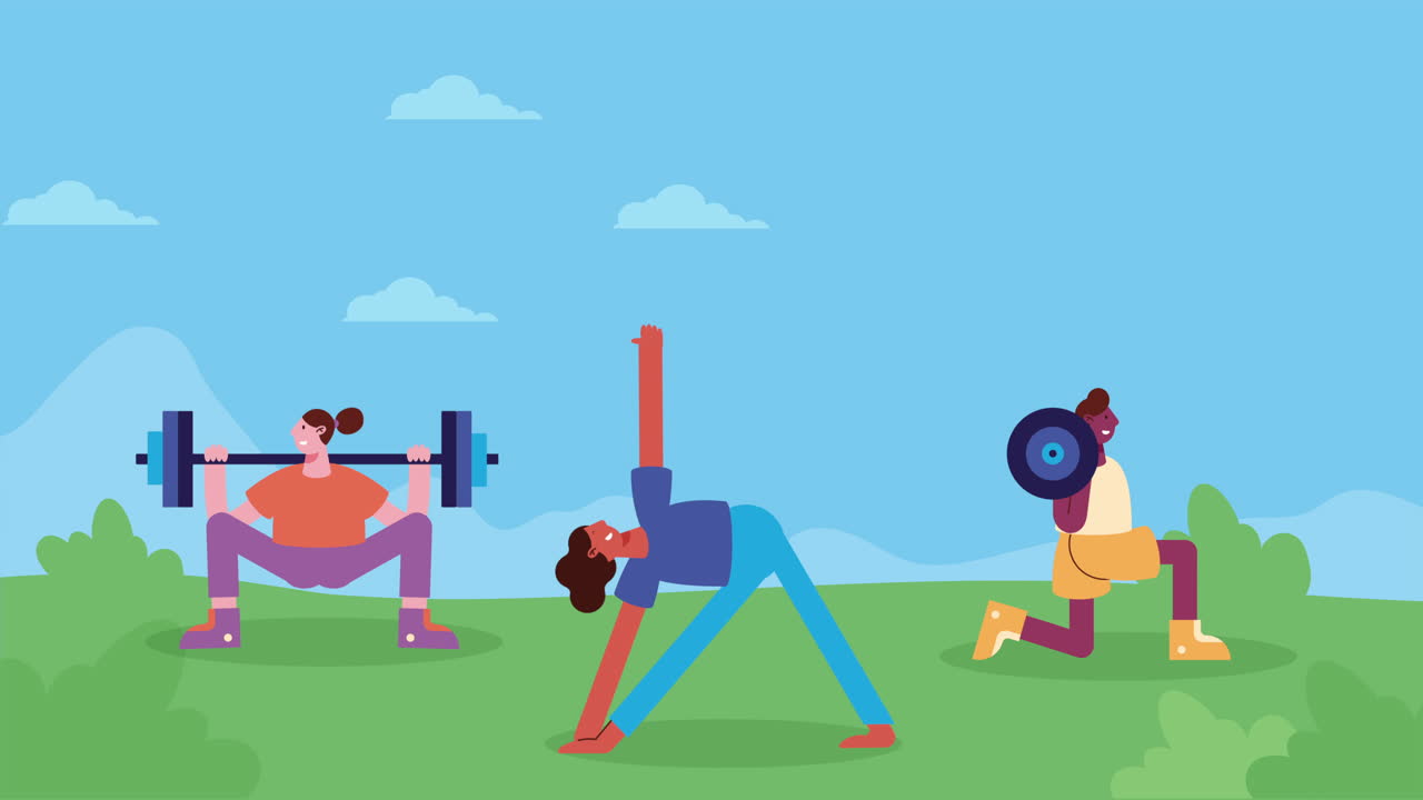 인종 간 커플 운동 선수 들 이 운동 애니메이션 을 연습 하고 있다