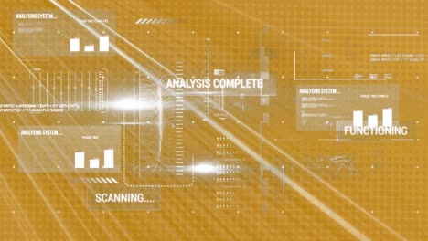 animación del procesamiento de datos informáticos en el fondo de la cuadrícula