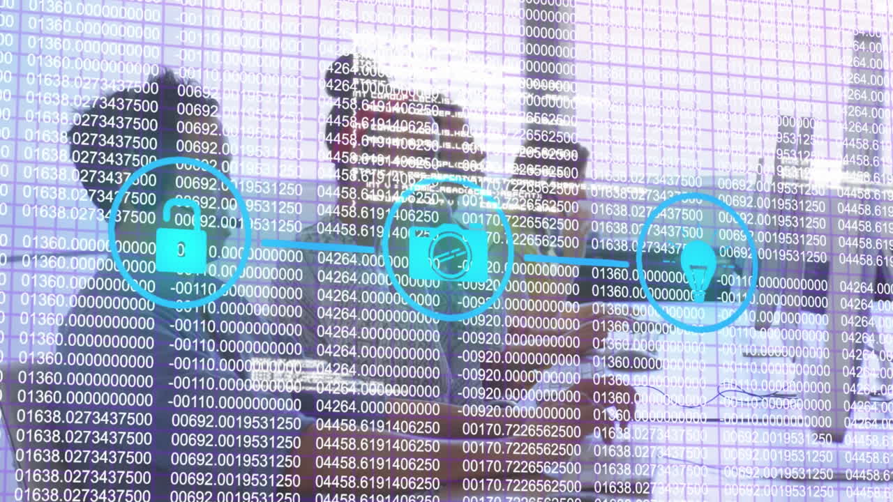 animación de un conjunto de tres iconos digitales sobre personas de negocios