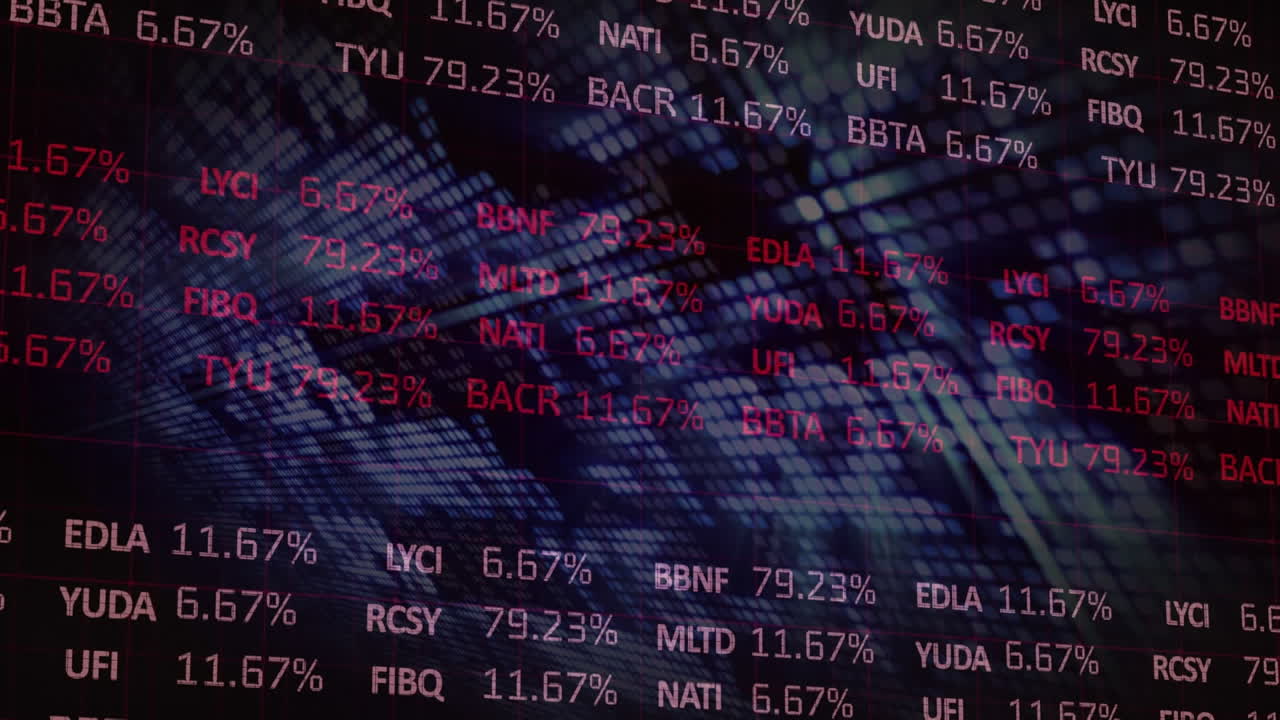 animación del procesamiento de datos financieros sobre un fondo negro