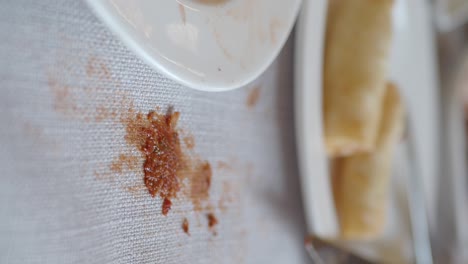 dirty table with food stain