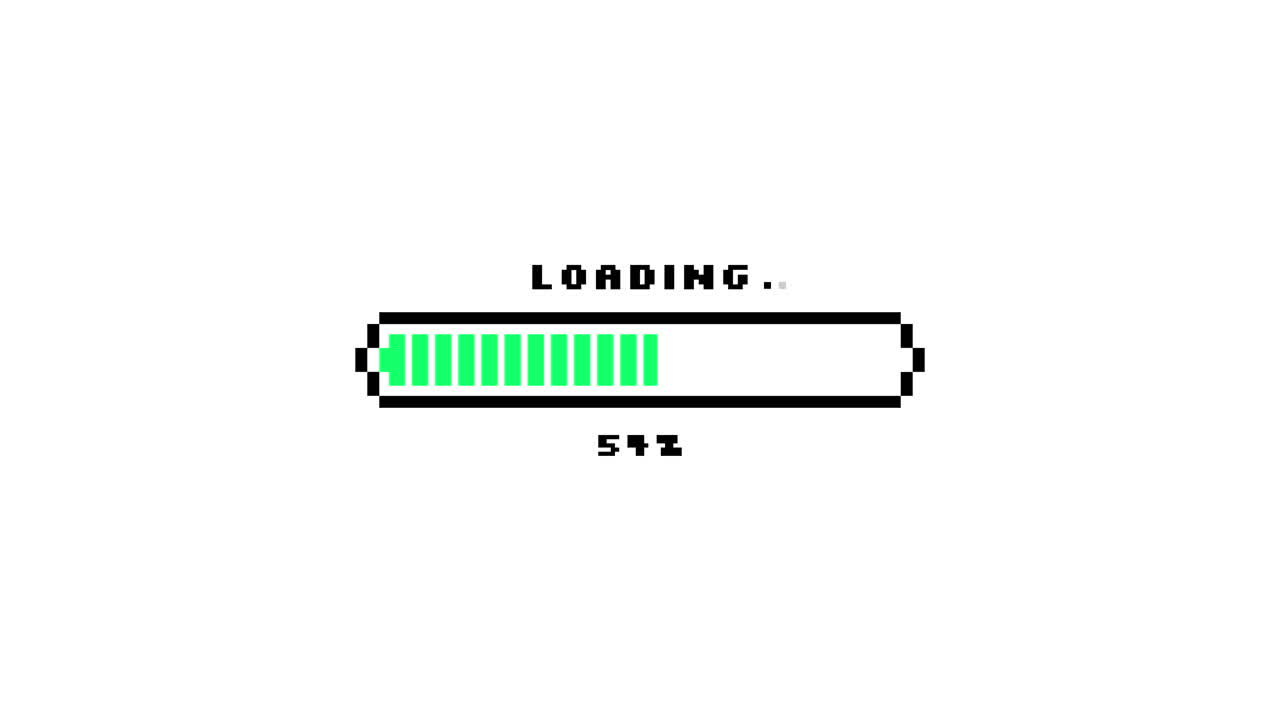 Pixel Art Loading Bar Animation with Percentage Progress