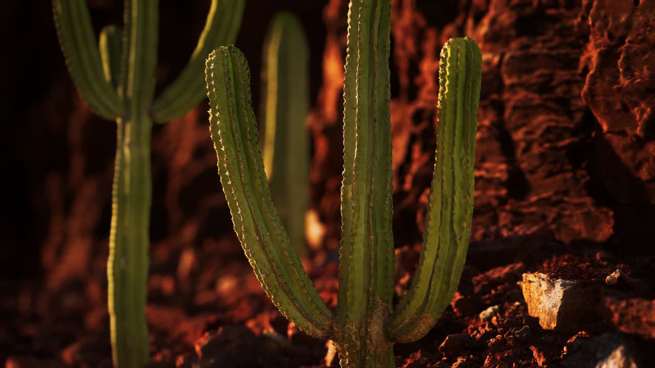 cactus en el desierto de arizona cerca de piedras de roca roja