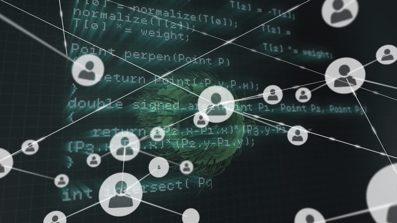 red de iconos de perfil y procesamiento de datos contra la célula covid-19 en fondo negro