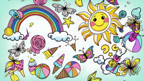 colorful summer cartoon illustration